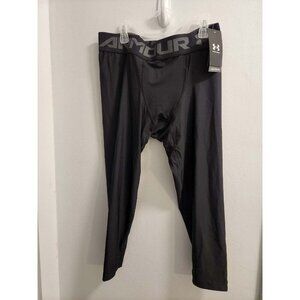 UNDER ARMOUR COMPRESSION TIGHTS - MENS LARGE - BLACK WITH RED LOGO - BRAND NEW